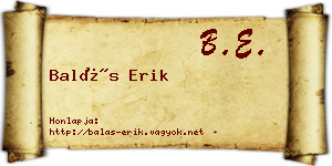 Balás Erik névjegykártya